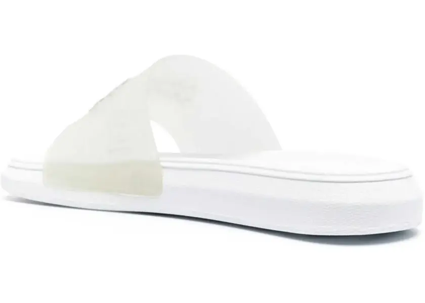 Sandale fara toc Alexander McQueen Rubber Glitter Transparent Sliders With Embossed Logo White Femei (BM 15483853) 3