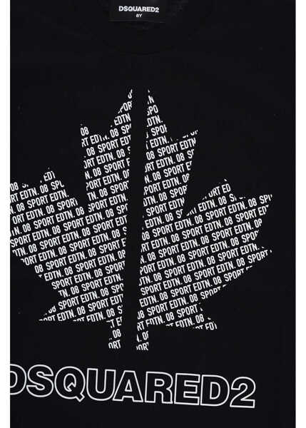 Tricouri DSQUARED2 Crewneck T-Shirt Slouch Fit Printed Black Baieti (BM 15483928) 2