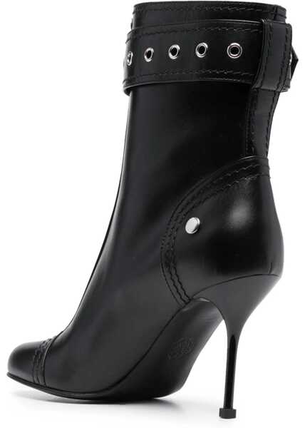 Botine Alexander McQueen Leather Zip-Up Booties With Buckled Strap 9Cm Black Femei (BM 15484081) 3