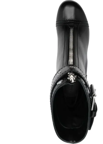 Botine Alexander McQueen Leather Zip-Up Booties With Buckled Strap 9Cm Black Femei (BM 15484081) 4