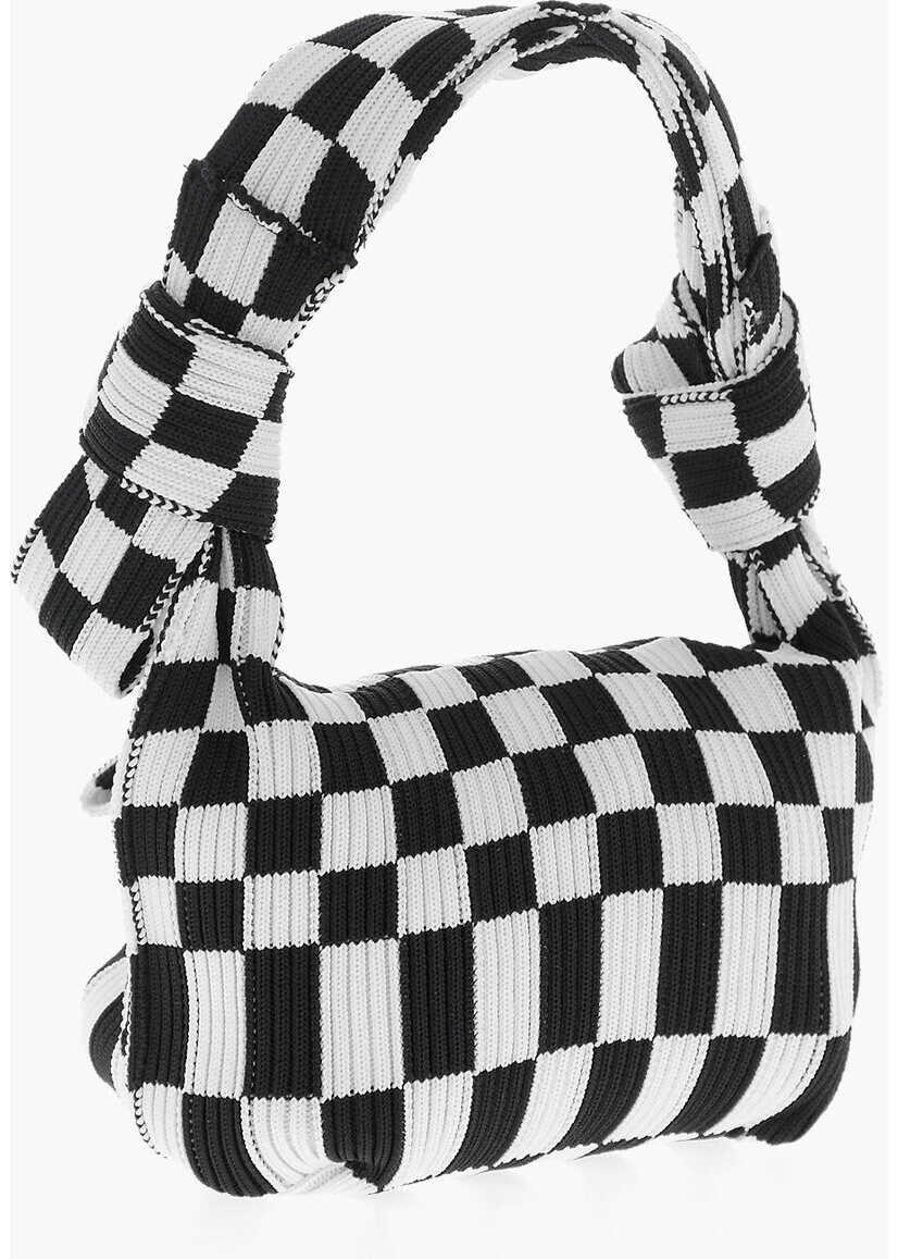 Genti mini LAST FRAME Two-Tone Checked Mini Bag With Knotted Handle Black & White Femei (BM 15484135) 2