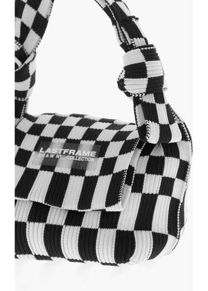Genti mini LAST FRAME Two-Tone Checked Mini Bag With Knotted Handle Black & White Femei (BM 15484135) 3