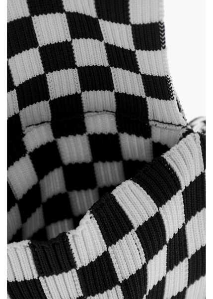 Genti mini LAST FRAME Two-Tone Checked Mini Bag With Knotted Handle Black & White Femei (BM 15484135) 4
