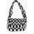 LAST FRAME Two-Tone Checked Mini Bag With Knotted Handle Black & White