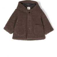 Paltoane Solid Color Sherpa Coat With Hood Fete