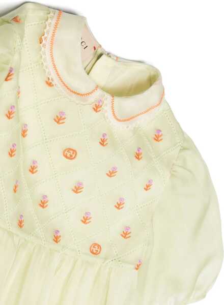 Rochii Gucci Silk Dress With Flower Embroidery Green Fete (BM 15484309) 3