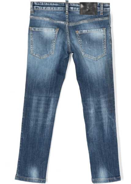 Blugi drepti DSQUARED2 Vintage Effect Clement Jeans With Visible Stiching Blue Baieti (BM 15484648) 2