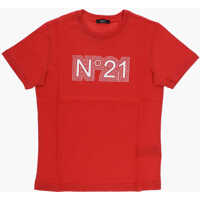 Tricouri Cotton Crew-Neck T-Shirt With Logo Baieti