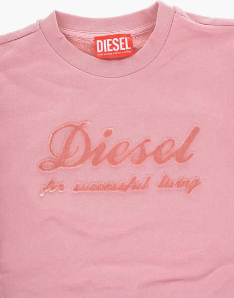 Bluze de trening Diesel Red Tag Brushed Cotton Crew-Neck Sweatshirt With Embossed Lo Pink Baieti (BM 15484840) 2