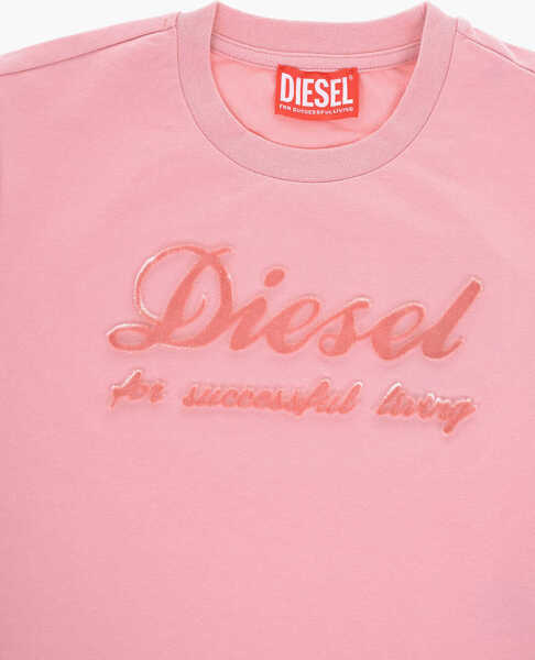 Tricouri Diesel Cotton Tyfrifsl Crew-Neck T-Shirt With Velvet Logo Pink Baieti (BM 15492031) 2