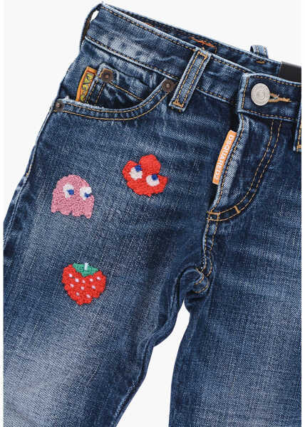 Blugi drepti DSQUARED2 Pac-Man Embroidered Clement Jeans Blue Baieti (BM 15492034) 2