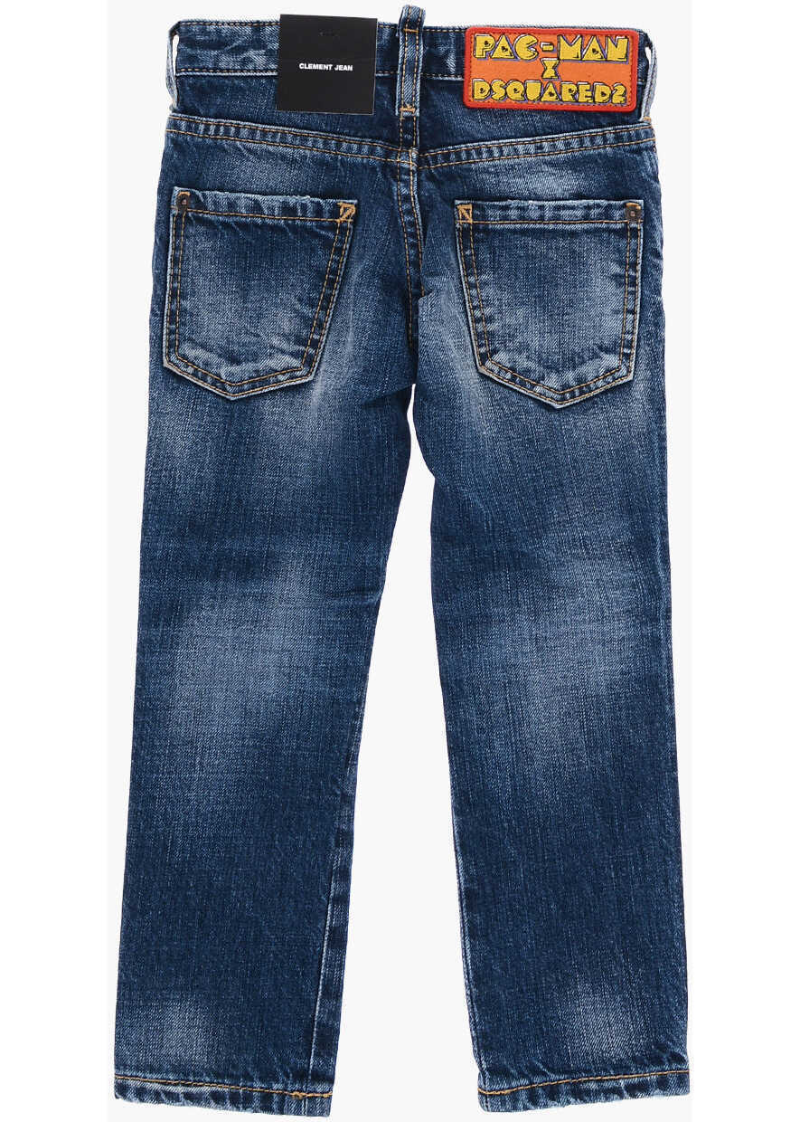 Blugi drepti DSQUARED2 Pac-Man Embroidered Clement Jeans Blue Baieti (BM 15492034) 3