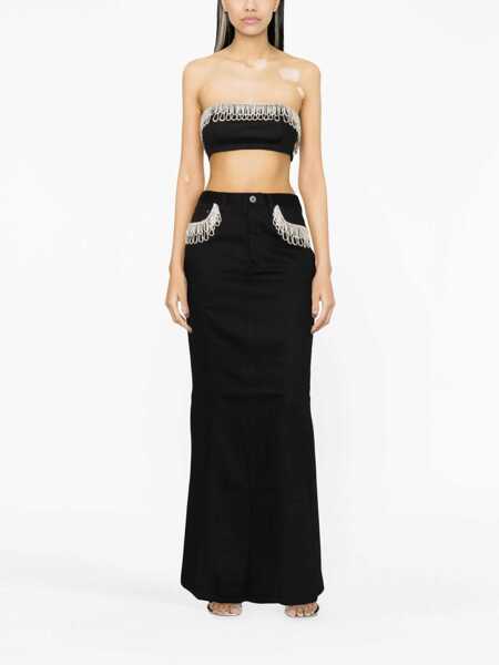 Bluze ROTATE Birger Christensen Cotton Twill Bandeau Top With Jewels Black Femei (BM 15492865) 2