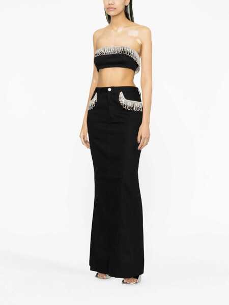Bluze ROTATE Birger Christensen Cotton Twill Bandeau Top With Jewels Black Femei (BM 15492865) 3