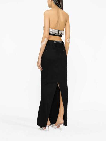 Bluze ROTATE Birger Christensen Cotton Twill Bandeau Top With Jewels Black Femei (BM 15492865) 4