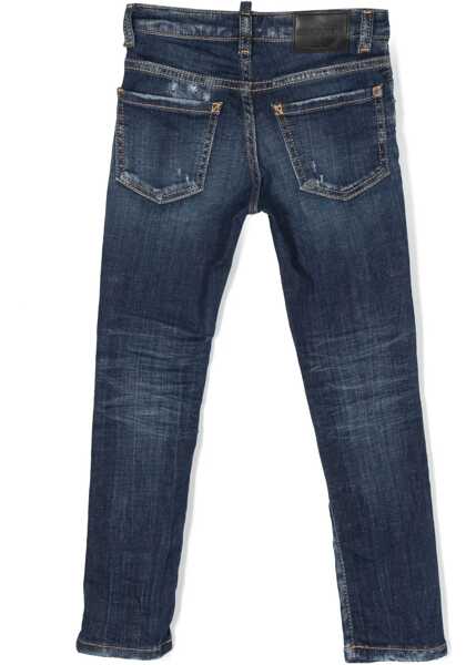 Blugi drepti DSQUARED2 Vintage Effect Cool Guy Jeans With Visible Stiching Blue Baieti (BM 15492886) 2