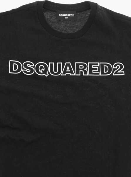 Tricouri DSQUARED2 Cotton Crewneck T-Shirt With Contrast Logo Black Baieti (BM 15492964) 2