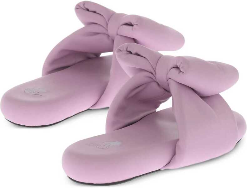 Sandale fara toc Off-White Padded Leather Sandals With Maxi Bow Pink Femei (BM 15493300) 4