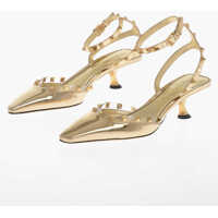 Sandale cu toc Lamè Patent Leather Sandals With Studded Strap 5Cm Femei