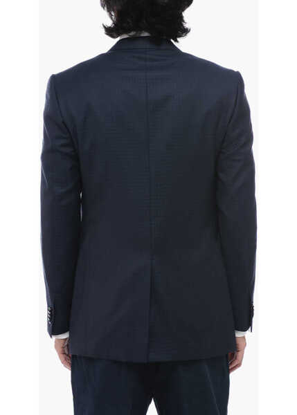 Sacouri CORNELIANI Wool And Silk-Blended Academy Blazer With Peak Lapel Blue Barbati (BM 15493933) 2