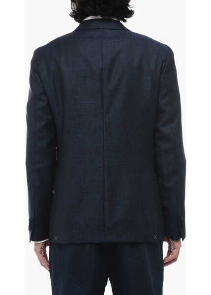 Sacouri CORNELIANI Cc Collection Jacquard Reward Blazer With Welt Pockets Blue Barbati (BM 15493936) 2
