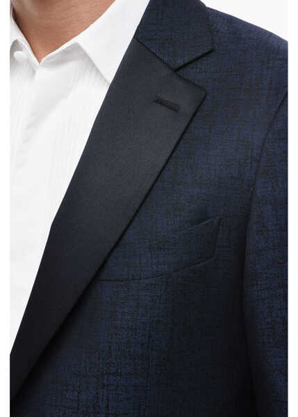 Sacouri CORNELIANI Cc Collection Jacquard Reward Blazer With Welt Pockets Blue Barbati (BM 15493936) 3