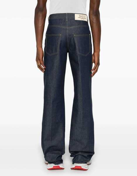 Blugi drepti Gucci Dark Wash Cotton Straight Fit Denims 25Cm Blue Barbati (BM 15493993) 4