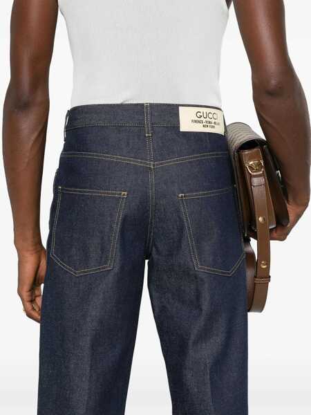 Blugi drepti Gucci Dark Wash Cotton Straight Fit Denims 25Cm Blue Barbati (BM 15493993) 5