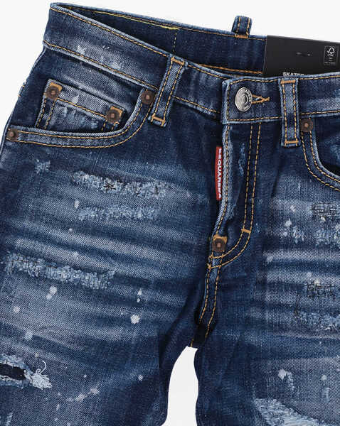 Blugi drepti DSQUARED2 Vintage-Effect Jeans Skater Blue Baieti (BM 15494380) 2