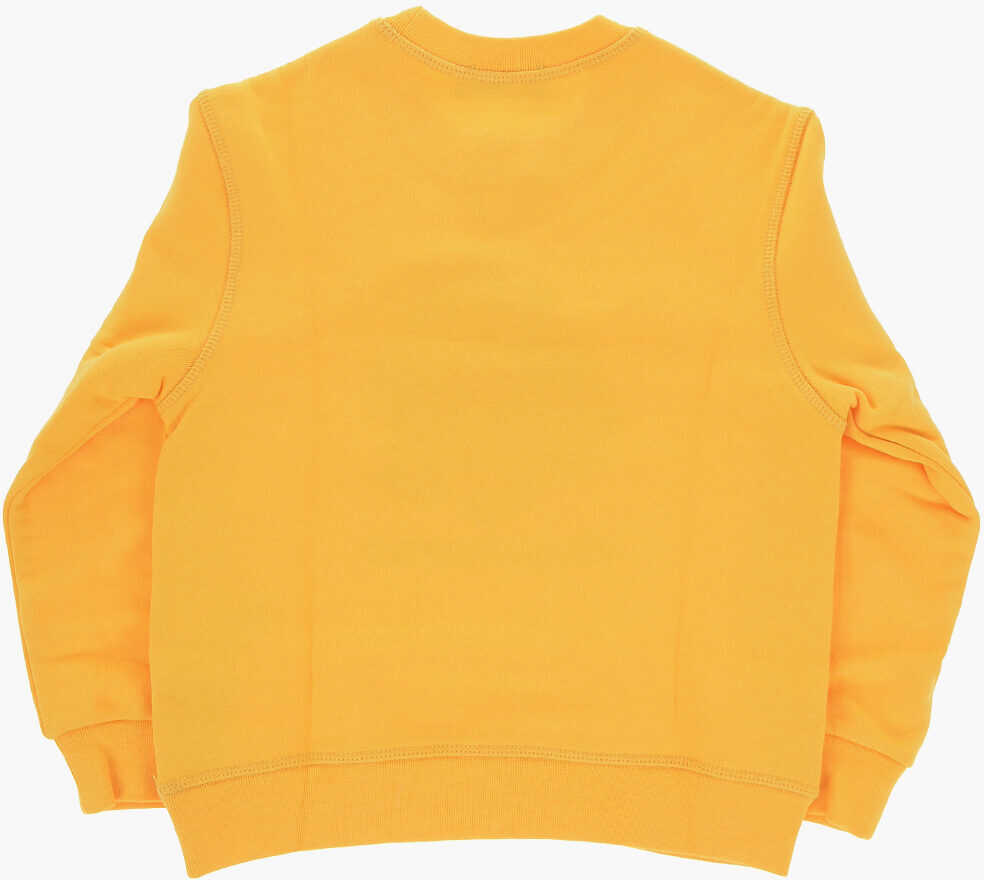 Bluze de trening DSQUARED2 Solid Color Relax Crew-Neck Sweatshirt With Frontal Print Yellow Baieti (BM 15494650) 3
