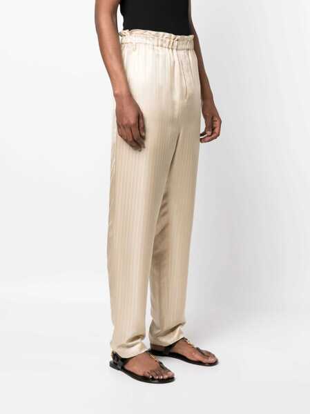 Pantaloni casual Saint Laurent Stripped Tailoring Pants With Drawstring Beige Barbati (BM 15494665) 3