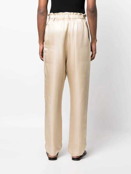 Pantaloni casual Saint Laurent Stripped Tailoring Pants With Drawstring Beige Barbati (BM 15494665) 4