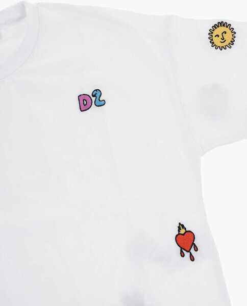 Tricouri DSQUARED2 Cotton Crewneck T-Shirt With Embroidery White Baieti (BM 15494830) 2
