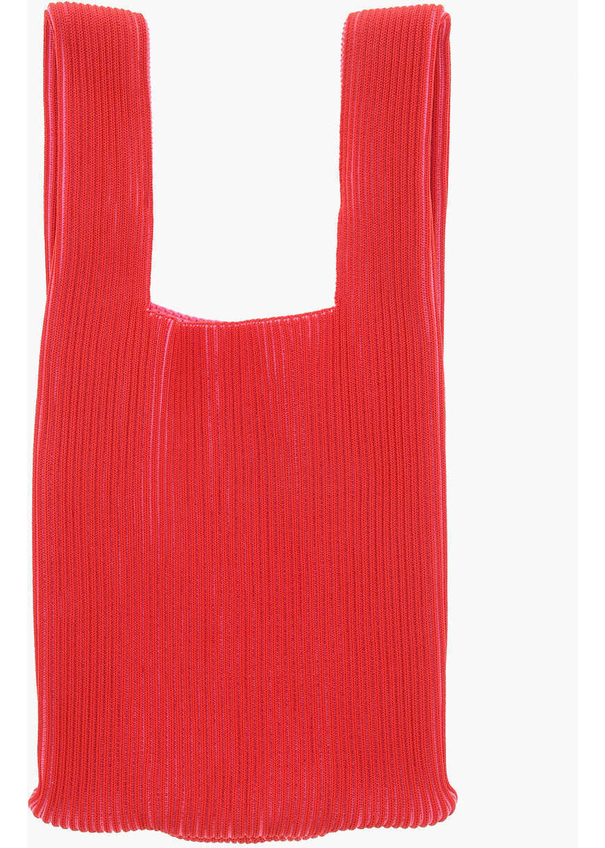 Genti de mana LAST FRAME Two-Tone Knitted Tote Bag With Faux Leather Shoulder Strap Red Femei (BM 15494863) 2