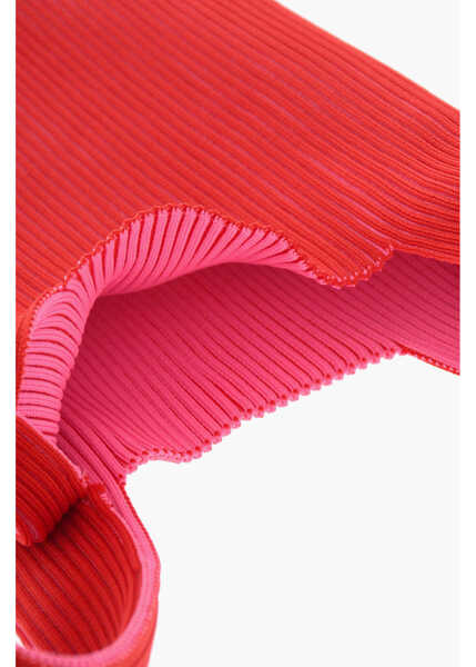 Genti de mana LAST FRAME Two-Tone Knitted Tote Bag With Faux Leather Shoulder Strap Red Femei (BM 15494863) 4