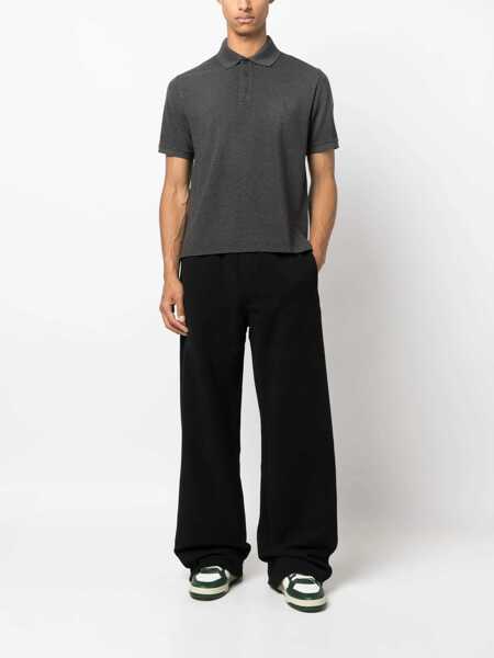 Pantaloni de trening Saint Laurent Fleeced Cotton Straight Fit Sweatpants Black Barbati (BM 15494884) 2
