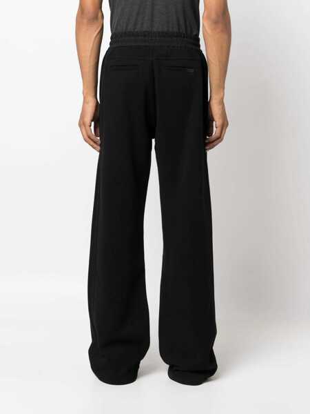 Pantaloni de trening Saint Laurent Fleeced Cotton Straight Fit Sweatpants Black Barbati (BM 15494884) 4