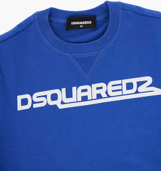 Bluze de trening DSQUARED2 Brushed Cotton Crewneck Sweatshirt Relax With Printed Logo Blue Baieti (BM 15495004) 2