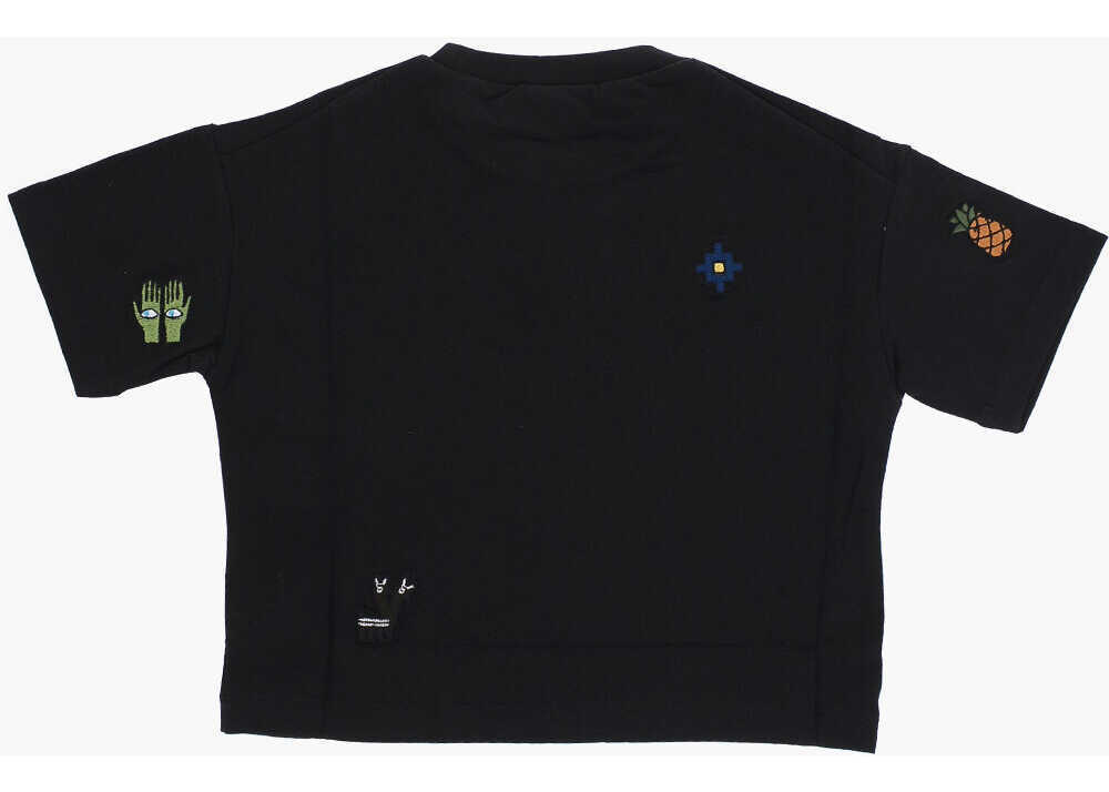 Tricouri DSQUARED2 Cropped Crew-Neck T-Shirt With Embroidery Black Baieti (BM 15495013) 3