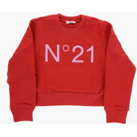 Bluze de trening Brushed Cotton Crew-Neck Sweatshirt With Printed Logo Baieti