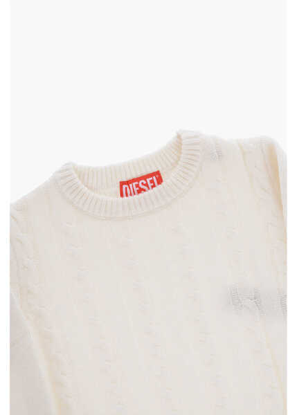 Pulovere Diesel Solid Color Cable-Knit Krecci Crew-Neck Sweater White Baieti (BM 15501985) 2