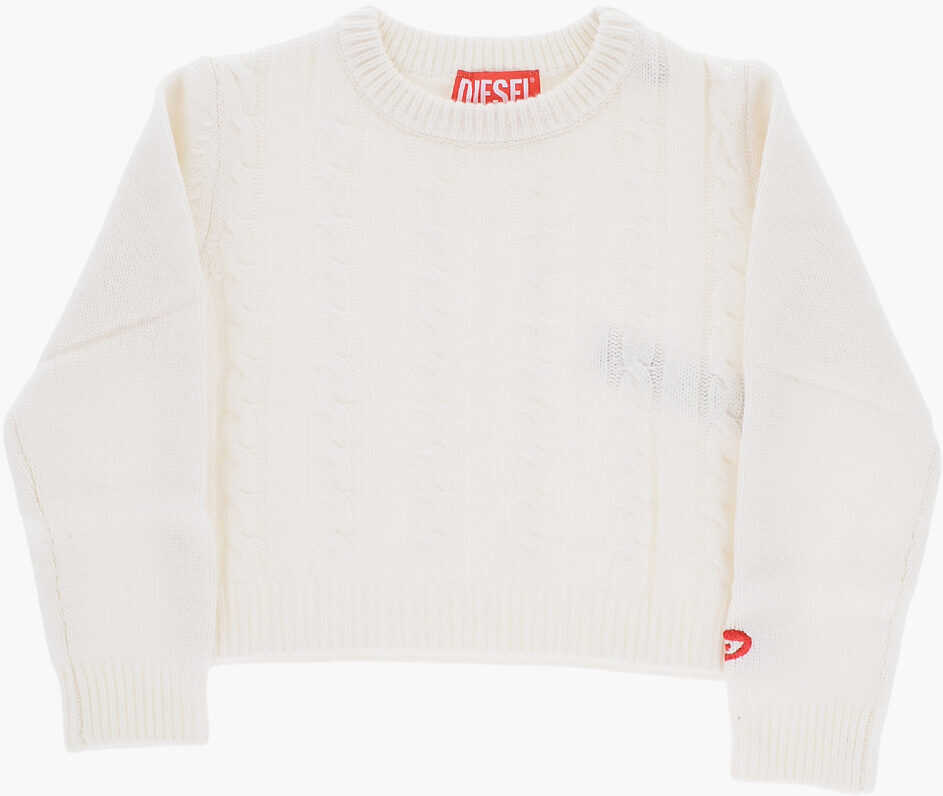 Pulovere Diesel Solid Color Cable-Knit Krecci Crew-Neck Sweater White Baieti (BM 15501985) 1