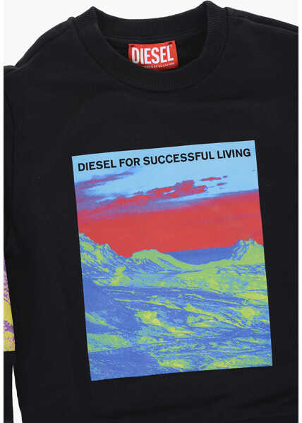 Bluze de trening Diesel Cotton Printed Stini Crew-Neck Sweatshirt Black Baieti (BM 15503590) 2