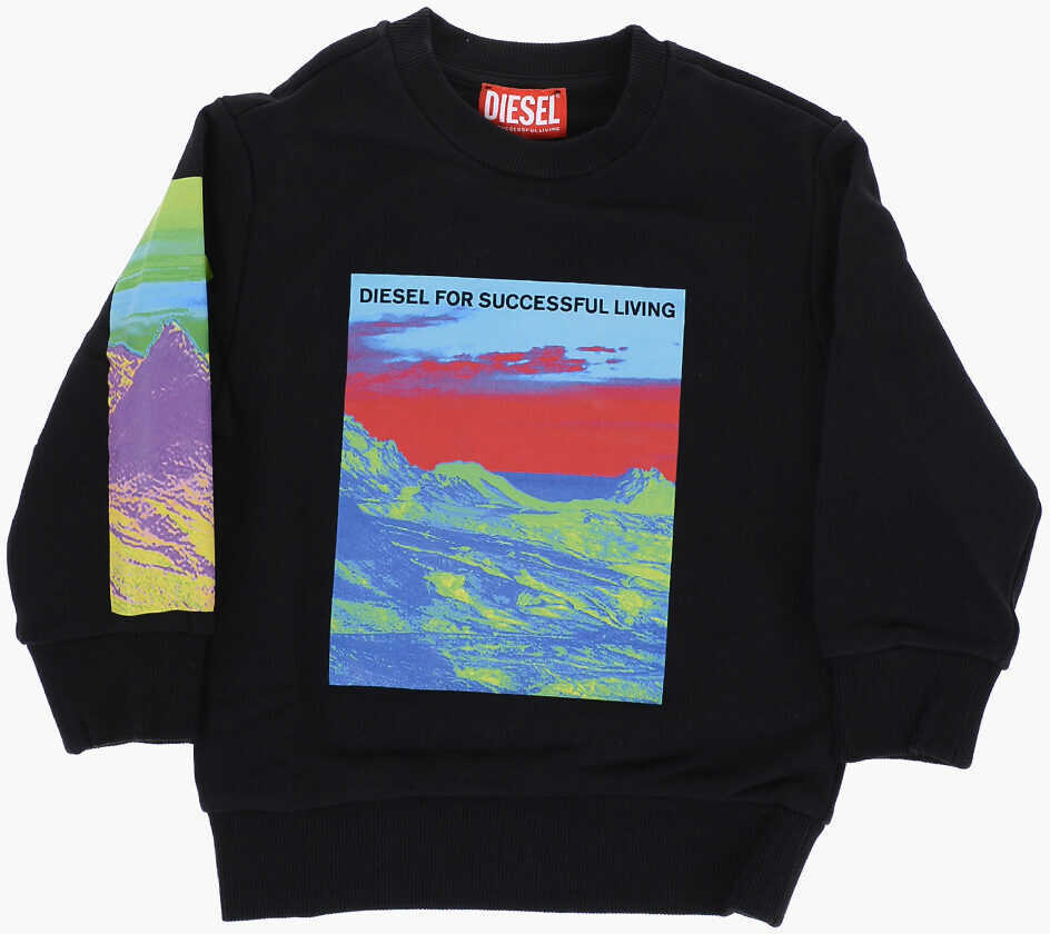 Bluze de trening Diesel Cotton Printed Stini Crew-Neck Sweatshirt Black Baieti (BM 15503590) 1