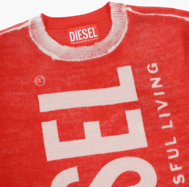 Pulovere Diesel Red Tag Wool Klarence Crew-Neck Sweater With Maxi Logo Red Baieti (BM 15503677) 2