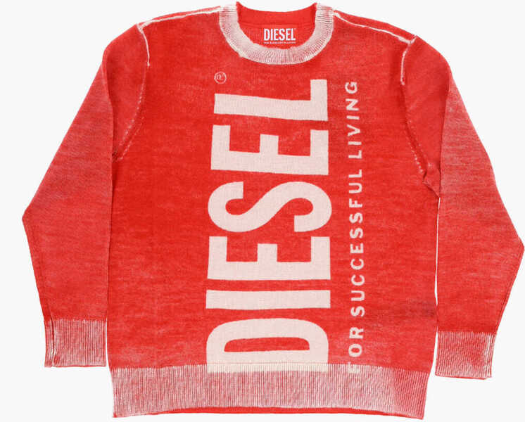 Pulovere Diesel Red Tag Wool Klarence Crew-Neck Sweater With Maxi Logo Red Baieti (BM 15503677) 1