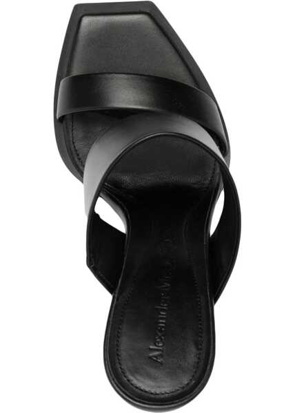 Sandale cu toc Alexander McQueen Leather New Lux Sandals With Plexiglass Heel 10Cm Black Femei (BM 15503686) 4