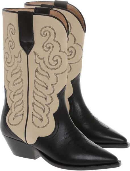 Botine Isabel Marant Two-Tone Suede And Leather Duerto Western Boots Beige Femei (BM 15504055) 2