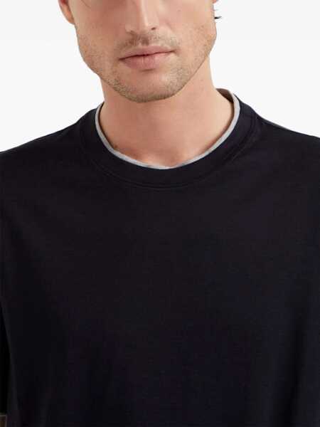 Tricouri Brunello Cucinelli Brunello Cucinelli Double Layer T-Shirt BLUE Barbati (BM 15513010) 4