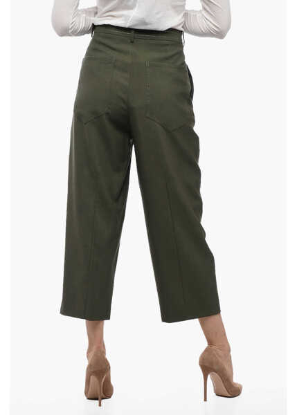 Pantaloni casual Marni Tropical Cropped Pants With Visible Stitching Green Femei (BM 15519355) 2